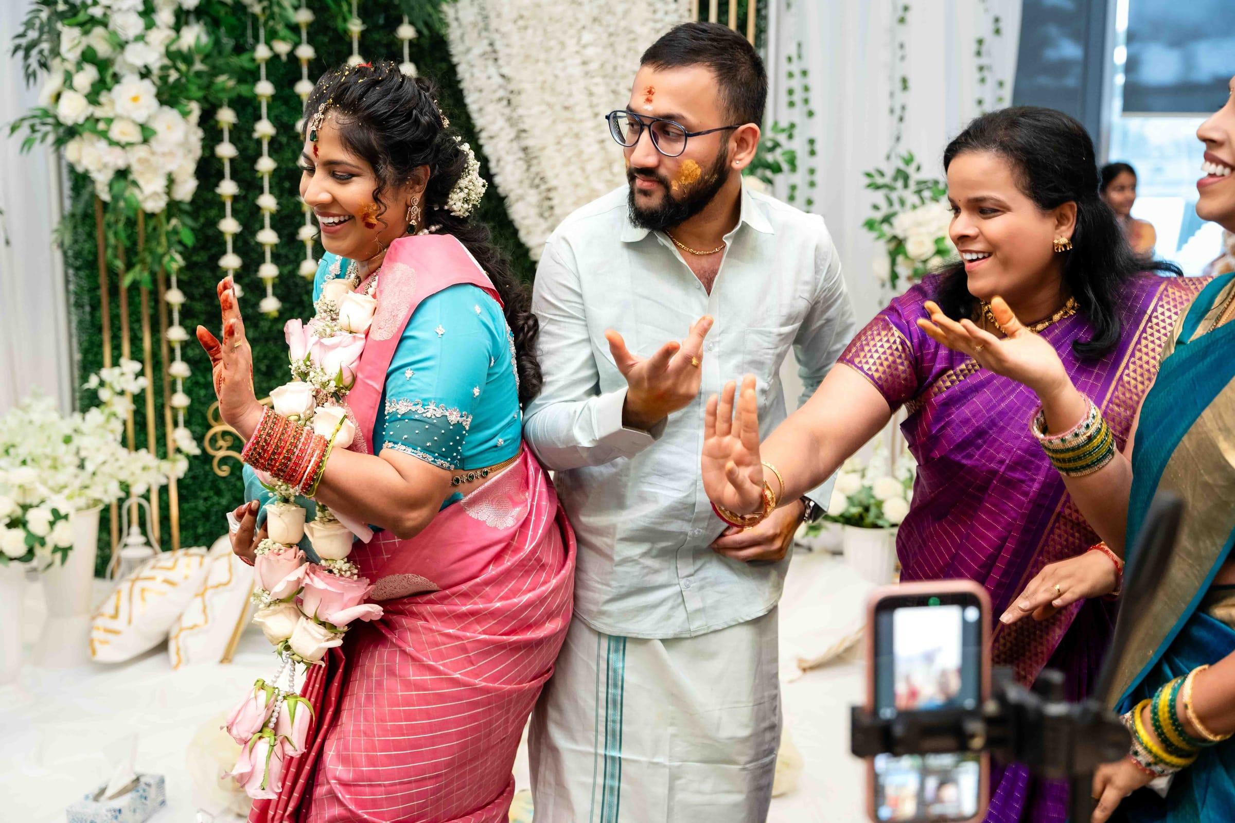 Family dancing and celebrating at a baby shower in Mississauga