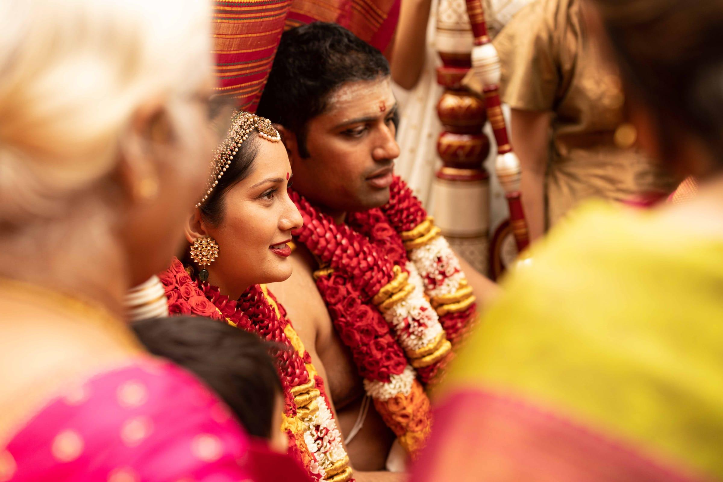Family blessings for the couple at a Tamil wedding in Toronto